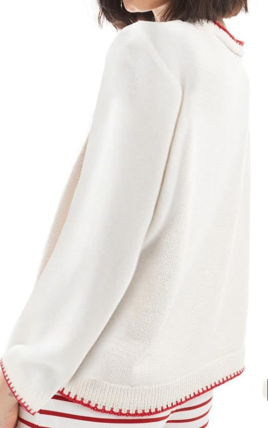 Giraropa Women Contrast Sweater Lobster/Crab/Carp Knit Sweaters Long Sleeve Crew Neck Loose Pullover Top Fall Clothes - Image 4