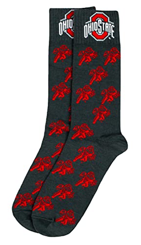 Donegal Bay Ohio State Buckeyes Men's Brutus Dress Socks, Charcoal/Scarlet, One Size, NCAA Officially Licensed - DB Fan Gear