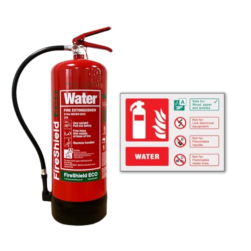 9ltr Water Fire Extinguisher W/Self Adhesive Landscape Water Sign - FireShield