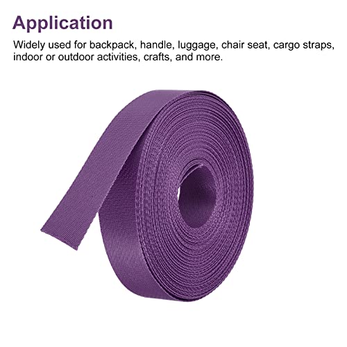 Image of MECCANIXITY Flat Nylon Webbing Strap 1 Inch 15 Yards Purple for Backpack, Cargo Strap, Luggage-rack