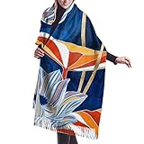 LINGF botánico floral para mujer grandes y suaves chales de tacto de cachemira envuelve bufanda de invierno con bordes con flecos para mujer de 27 x 77 pulgadas