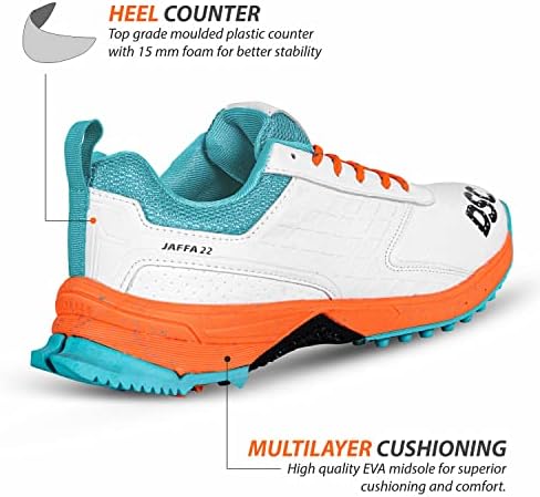DSC Men's Beamer Cricket Shoes Size 5 UK (Fluro Orange-White) | Image 2