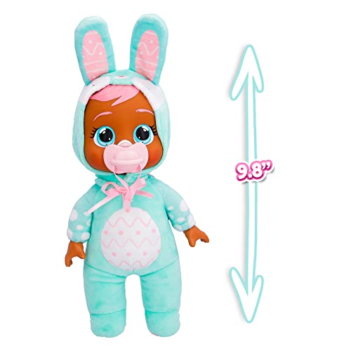 Cry Babies Tiny Cuddles Bunnies Cindy - 9 Inch Baby Doll, Cries Real Tears, Teal Bunny Themed Pajamas #TOP3