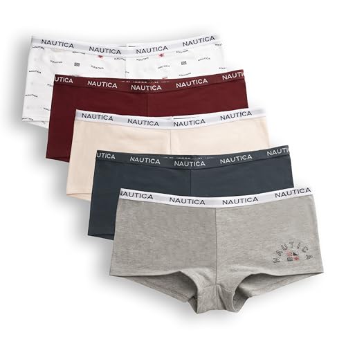 Image of Nautica Women's Cotton Boyshort Underwear Set, 5-Pack