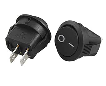 TecnoStore® MINI ROUND SWITCH 15 mm 2 CONTACTS BLACK 250V 3A ON/OFF ...
