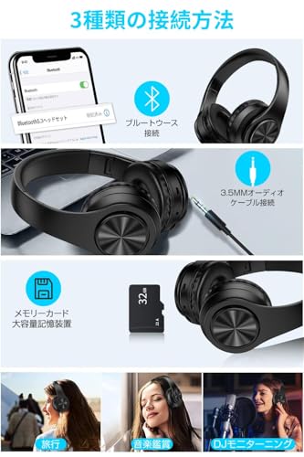Bnmjem Bluetoothワイヤレスヘッドホン