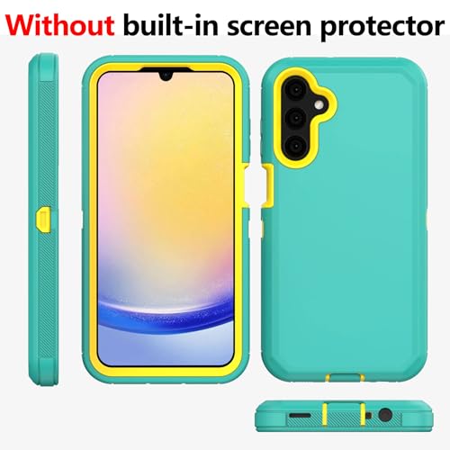 TASHHAR Phone Case for Samsung Galaxy A25 5G case,Heavy Duty Hard Shockproof Armor Protector Case Cover with Belt Clip Holster for Samsung A25 5G Phone Case (Green+Yellow) - image 5