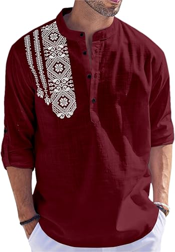 Image of Folgen Men's Cotton Blend Kurta | Casual for Men | Comfortable & Stylish | Regular Fit | Kurtas for Men Under 500 | Full Sleeve Short Kurta Shirt | Printed