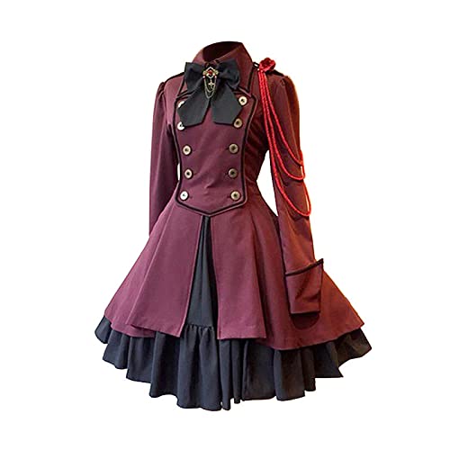 Robes Renaissance pour Femmes Robes de Cosplay médiévales rétro Gothique à Manches Longues à Volants Lolita Costume de Robe de Princesse Cover