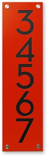 Miniatura 1 de Modern House Numbers, Red Alucobond with Black Acrylic - Vertical 3- Contemporary Home Address -Sign Plaque - Door Number - Hotel Room
