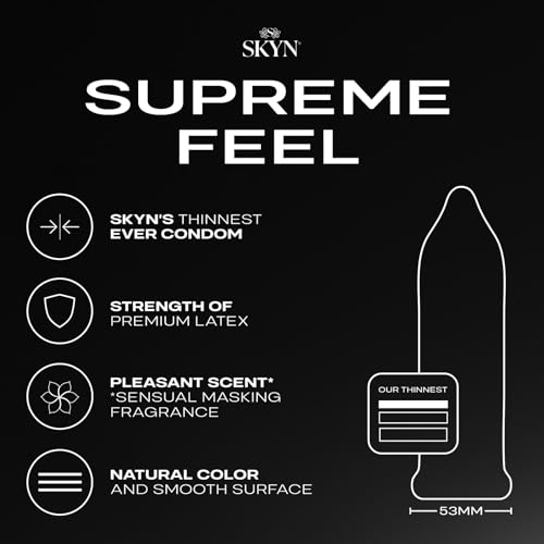 Image of SKYN Supreme Feel Non-Latex Condoms, 10 Count, Ultra-Thin & Pre-Lubricated for a Natural, Smooth Fit