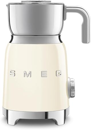 SMEG Retro 50's Style Milk Frother with 2 Disks 6 Preset Programs Hot or Cold Frothing and Induction Heating (Cream)