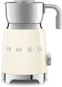 SMEG Retro 50's Style Milk Frother with 2 Disks 6 Preset Programs Hot or Cold Frothing and Induction Heating (Cream)