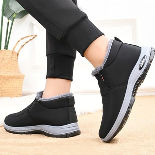 Womens Winter Snow Boots Warm Sheepskin-Lined Orthopedic Shoes Slip on Ankle Sneakers with Arch Support Comfortable Lightweight Waterproof Walking Fur Fuzzy Thermal Soft Booties Outdoor Hiking Shoes3