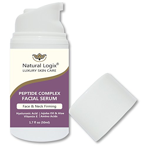 Natural Logix Peptide Face & Neck Firming Anti-Aging Serum with Hyaluronic Acid & Vitamin E - Boosts Collagen & Restores Elasticity For Youthful & Radiant Skin, for Men & Women, 72% Organic 1.7 fl oz