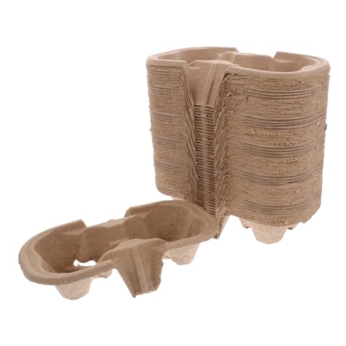 KOCKSHION 50pcs Carrier Tray Pulp Takeout Cup Holder Lightweight Beverage Transport for Picnics Restaurants Parties Easy to Carry and Use