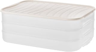Space-saving Food Container Storage Box with Lid Dumpling for Fridge Organization Large Capacity Bpa-free Non-stick Fresh-keeping Categorization Apricot Triple Layer