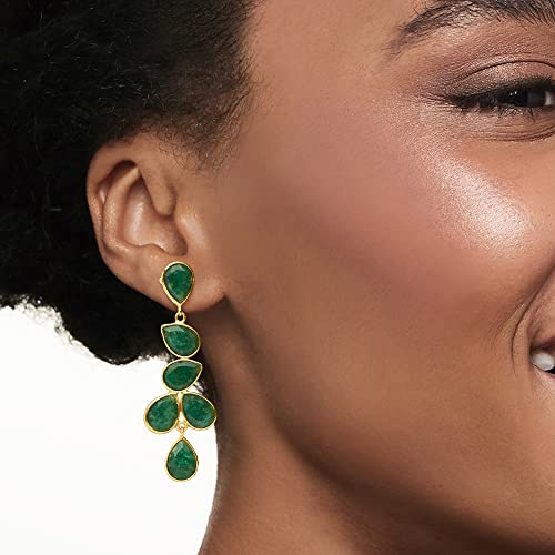 Ross-Simons 22.68 ct. t.w. Emerald Drop Earrings in 18kt Gold Over Sterling2