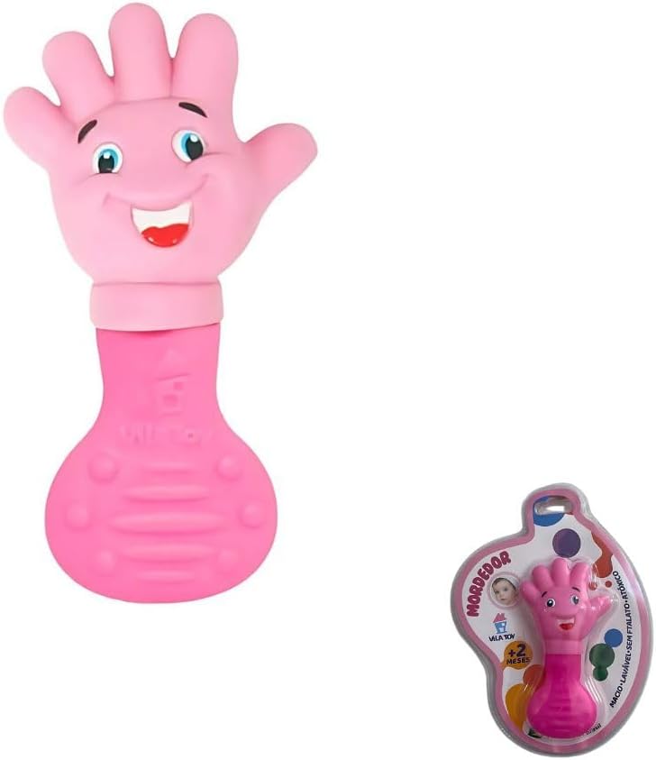 Mordedor Infantil em Silicone Anatômico Macio Lavável Atóxico para Estímulo Sensorial e Alívio da Dor (Rosa)