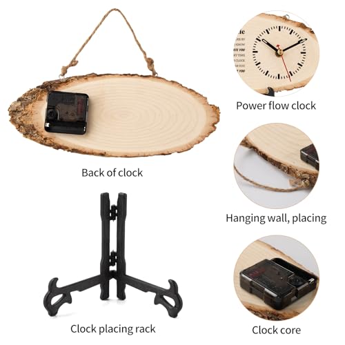 Reloj de pared de madera analógico estilo rústico miniatura 4