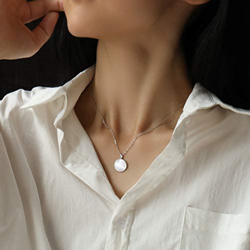 S.Leaf CO-N050-G Minimalism Round Mother Of Pearl Necklace Sterling Silver Circle Disc Pendant Shell Pendant thumb #5