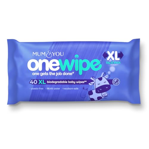 Mum & You Onewipe Baby Wipes Multipack, 100% Biodegradable Wet Wipes (10 Packs= 400 wipes), 99.4% Water, Blue, 40 count (Pack of 10) - Image 2