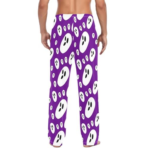 Purple Background Spirits Men's Cotton Pajama Pants with Pockets and Drawstring Comfortable and Stylish,S3