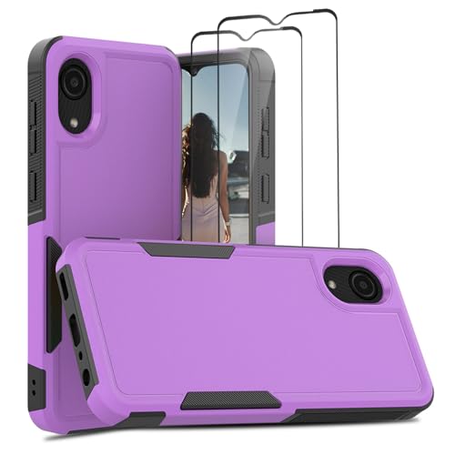 Jeylly Case for Samsung Galaxy A03 Core Case Cover, Dual Layer Protective Military Grade Shock Absorption Bumper Hard Rugged PC Phone Cover for Samsung Galaxy A03 Core 6.5 inch, Purple