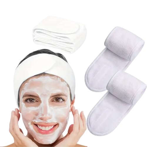 Set de 2 Diademas Blancas para Maquillaje y Skincare – Suaves, Elásticas y Ajustables para Mujer – Perfectas para Cuidado Facial y Rutina de Belleza y maquillaje