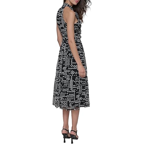 Image of Karl Lagerfeld Women's Multi Color Sleevelss Mock Neck Midi Dress