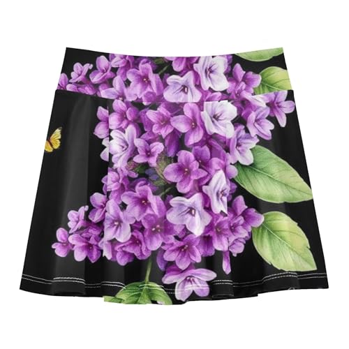 Joisal Girls Skorts Athletic Shorts Watercolor Purple Lilacs Butterflies Tennis Skirts Toddler Navy Flowy Skirt 3t