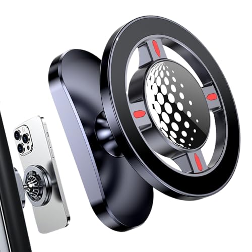 Nuytghr Golf Cart Phone Holder, 1.45 Inches 360 Degree Rotatable Magnetic Phone Mount for Men Women, Alloy Smartphone Stand with Strong Grip, Accessory for Course Travel Outdoor Club Gym
