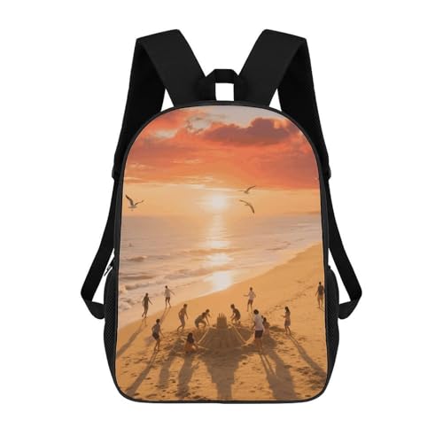 Sunset Beach Backpack - Durable 600D Polyester, 17 Inch Backpack with Ergonomic Adjustable Straps, Lightweight Travel Bag for Men & Women