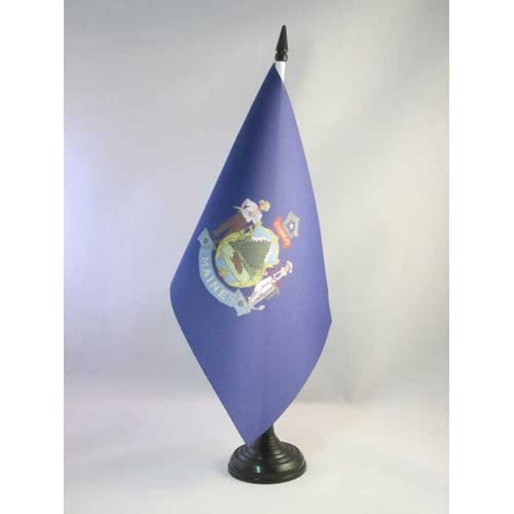 AZ FLAG Maine Table Flag 5'' x 8'', US state of Maine Office Decoration 100% Polyester 21 x 14 cm
