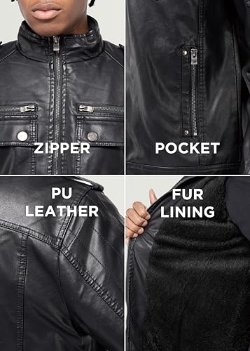 Image of X-Ray Men's Slim Fit Faux-Leather Moto Jacket with Removable Hood