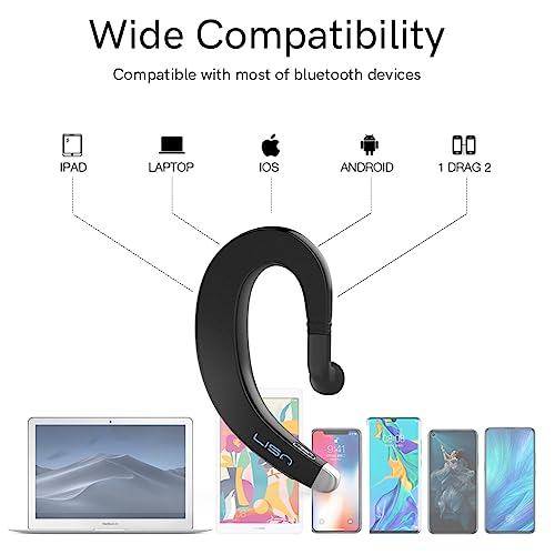 Ear Hook Wireless Bluetooth Headphone,LISN Painless Wearing Bluetooth Earpiece with Mic,Lightweight Non Ear Plug Single Ear Bluetooth Headset for Cell Phone 8-10 Hrs Playtime(Black) - Image 5