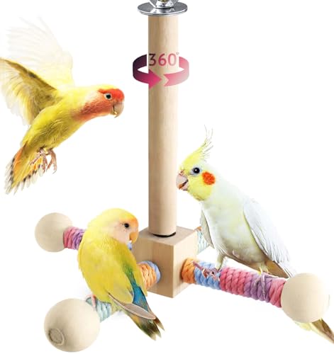 360° Rotating Wooden Bird Perch
