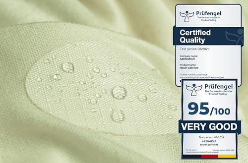 aZengear Repair Patches for Jackets, Tent, Shoe Toe, Air Mattress, Inflatables, PVC Gear - Waterproof, Self-Adhesive, Tear-Cold-Heat-Resistant, Puffer (11 Pcs, Light Beige Off White)