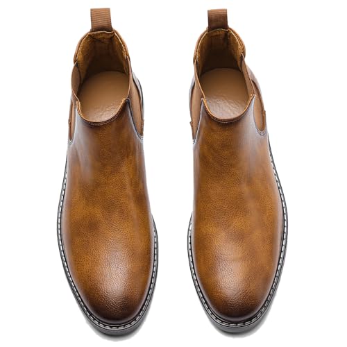 Harssidanzar Men Chelsea Ankle Boots Casual Dress Boots Ankle Classic Slip on Boots KM303US3