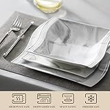 MALACASA FLORA Geschirrset, 30-tlg Marmor Teller Set für 6 Personen, Porzellan Geschirr Set Eckig inkl. 6x Speiseteller, Dessertteller, Suppenteller, Kaffeetassen, Untertassen, Grau