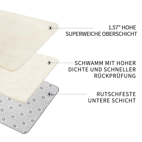 Sour Lemon Hochflor Teppich Creme Teppich Wohnzimmer 120x160 Waschbar Anti-Rutsch Extra Große Teppiche Schlafzimmer Flauschige Moderne Teppiche Matte Teppichen für Schlafzimmer Kinderzimmer