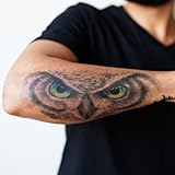 TattooIcon Owl Eyes Temporary Tattoo - Forearm Owl Eyes Tattoo - Arm Temporary Tattoo