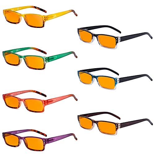Image of Eyekepper 7-pack Blue Light Filter Glasses Women - Fashion Computer Eyeglasses Orange Tinted +1.75