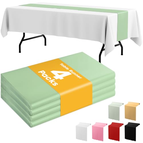 Image of Niuara Sage Green Plastic Table Runner Decorations, Disposable, 4 Pack