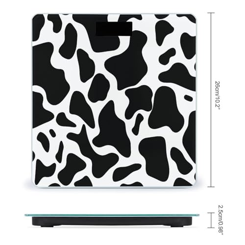 Báscula digital para baño con diseño Cow Spot y plataforma 10.2in miniatura 2