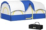 Tente de camping Outsunny pour 4 personnes avec 3 pièces, 3000 mm étanche, tente de cabine grande avec tapis de sol intégré, portable avec sac pour la pêche, la randonnée, les festivals et les rassemblements familiaux