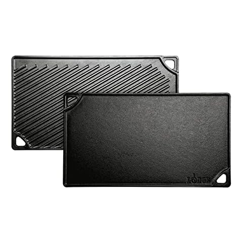Lodge LDP3 Cast Iron Rectangular Reversible Grill/Griddle, 9.5-inch x 16.75-inch, Black Cover