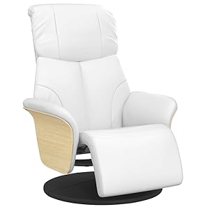 vidaXL Sillón Reclinable con Reposapiés, Silla Ajustable con Respaldo, Sillón de Relax Descanso TV, Asiento para Ancianos, Cuero Sintético Blanco