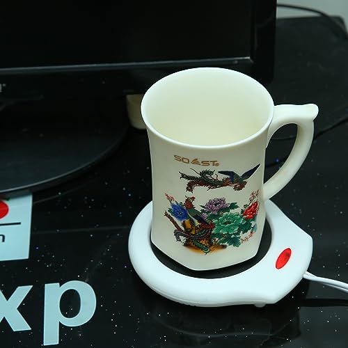 Image of Home&Office Desktop Electric Mug Warmer-Coffee /Tea /Cocoa /Soup-Scented Candles Gift for Winter 2pcs(White and Black (CFW002-White Black)