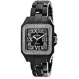 Peugeot Swiss Women Genuine Ceramic Watch - Square Case with Swarovski Crystal Bezel and Bracelet
